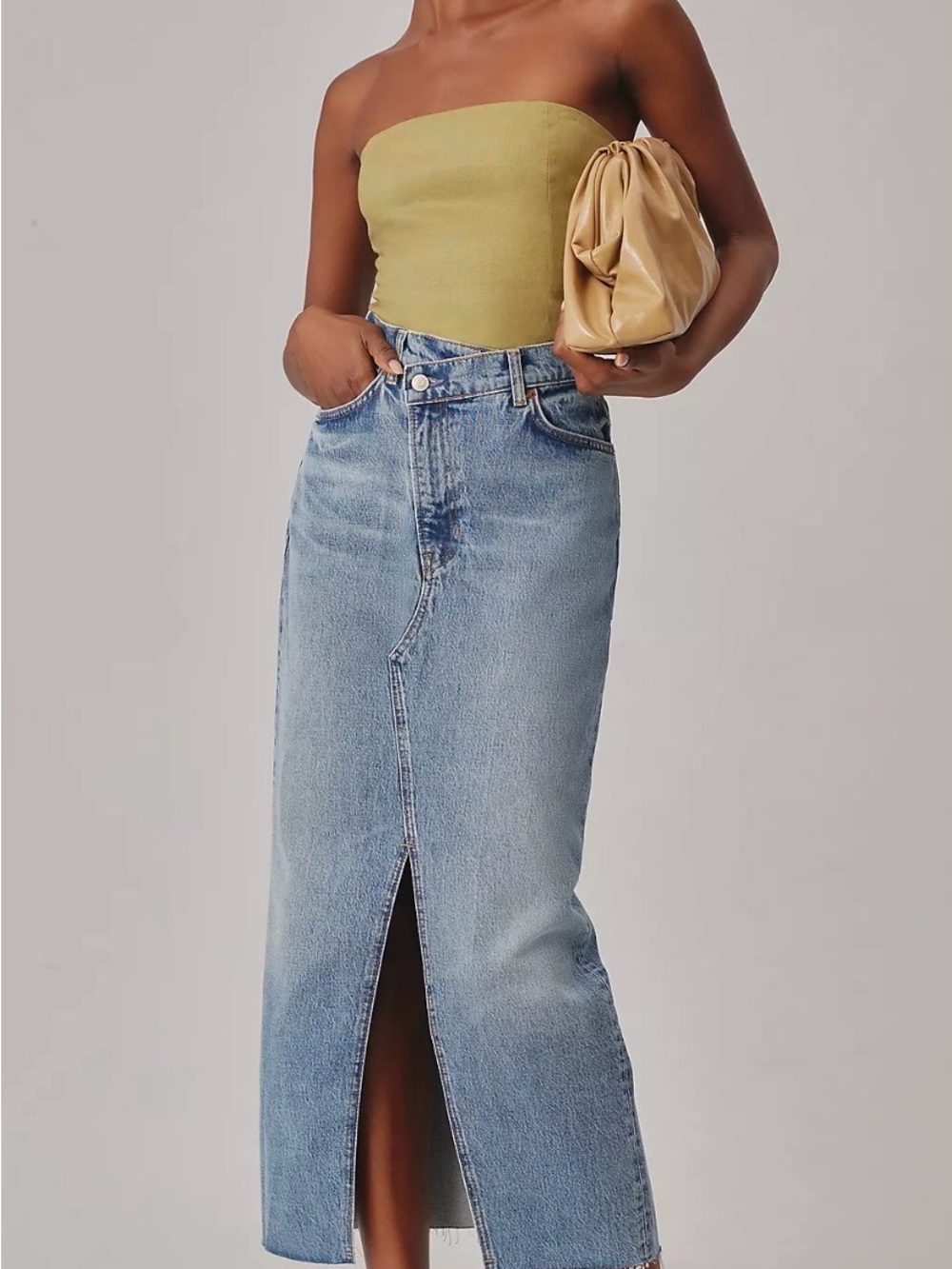 REFORMATION
Nila cotton denim long skirt